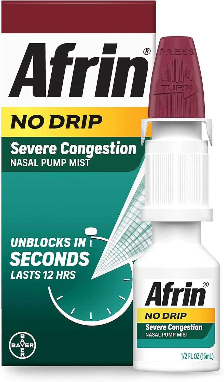 Afrin No Drip Severe Congestion Max Strength Nasal Spray Bottle - Front View