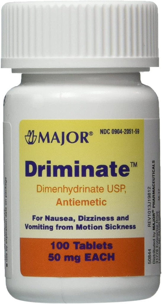 DRIMINATE Dimenhydrinate 50 mg Anti Nausea MOTION SICKNESS RELIEF 100 count - main product image