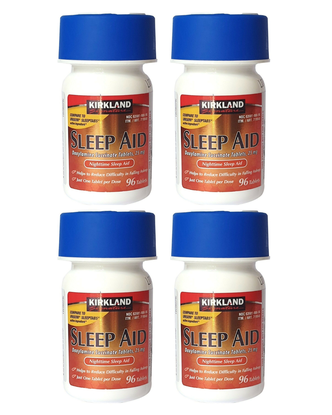 Buy OTC non-habit-forming sleep aid tablets to help with falling asleep. Kirkland Signature 96 tablets - 4 boxes.