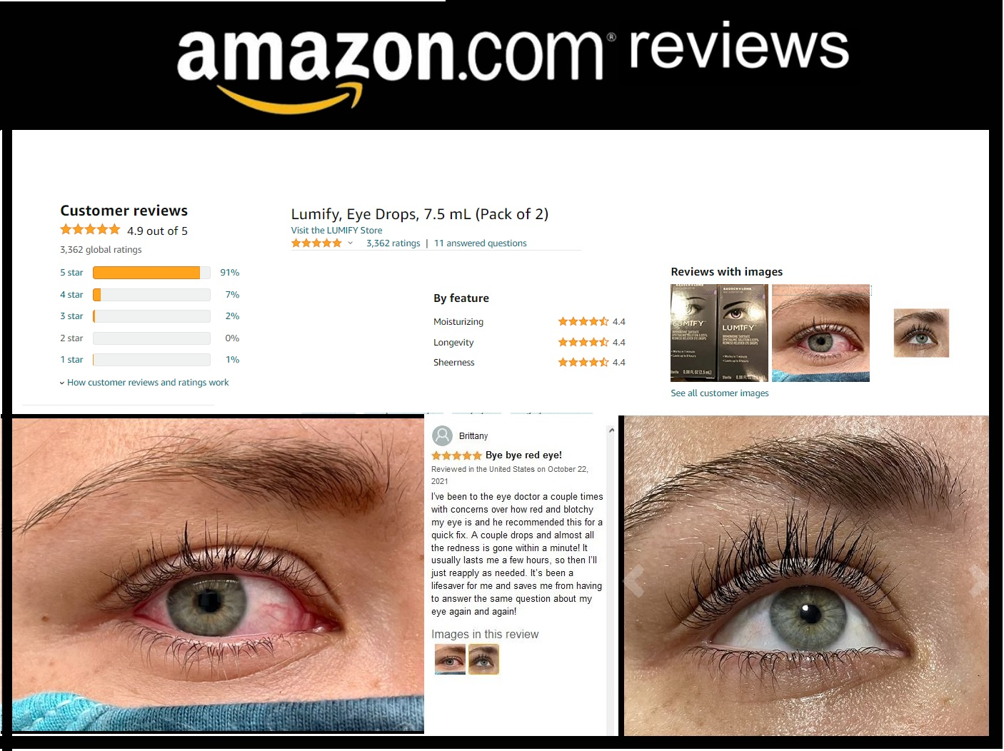 Lumify eye drops before and after