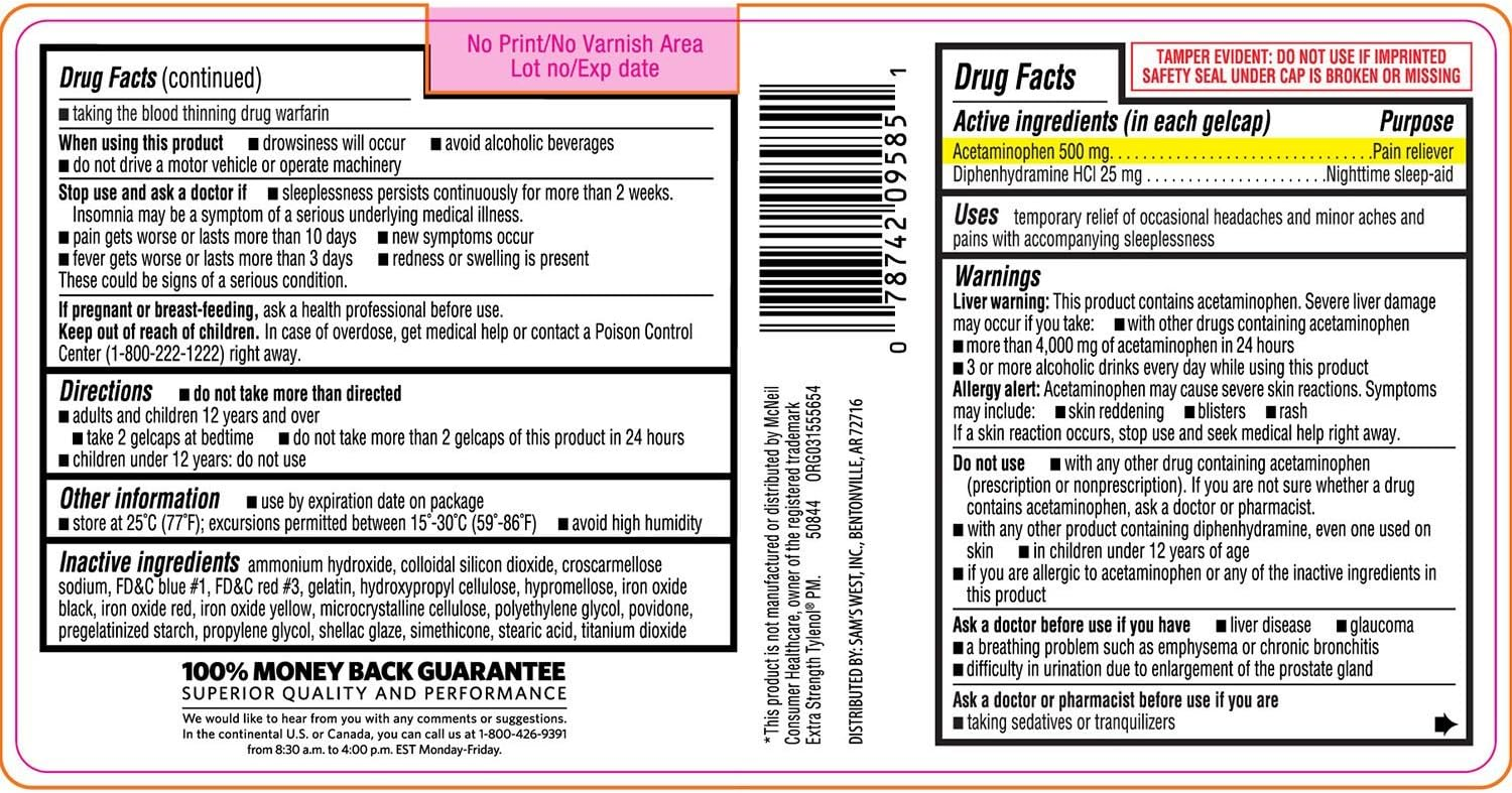 Extra Strength PM Sleep Aid Supplement – 375 Gelcaps Value Pack - Drug Facts.