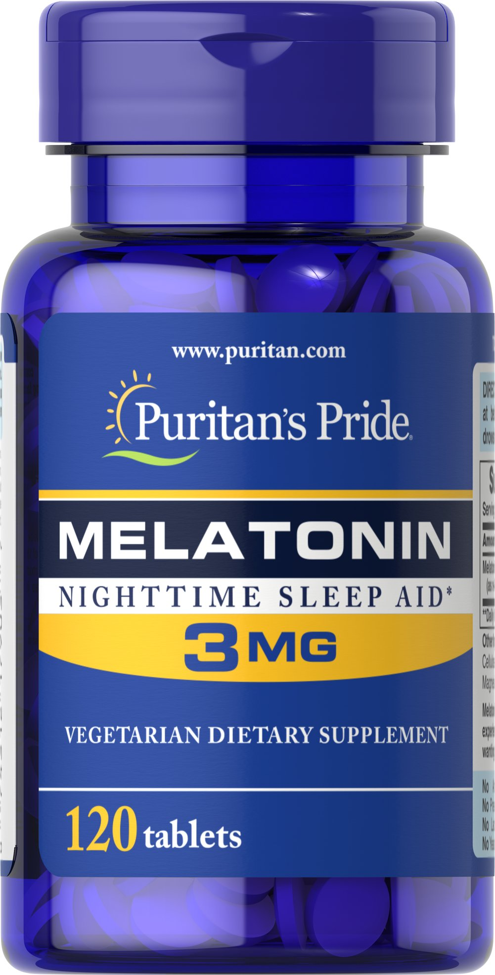 Buy Melatonin 3mg 120 tablets online - front view.