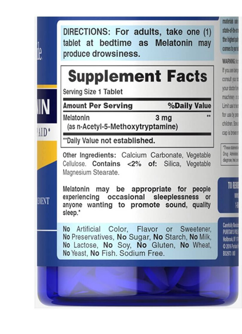 Buy Melatonin 3mg 120 tablets online - additional information