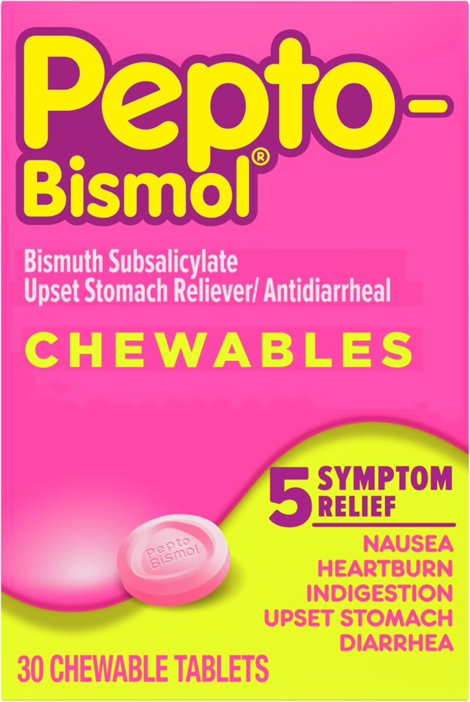 Pepto Bismol Chewables 30ct Stomach Reliever Antidiarrheal Exp. 6/26 - main product image