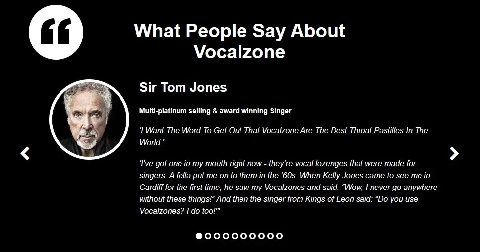 Vocalzone throat pastilles used by singers and presenters - what people say