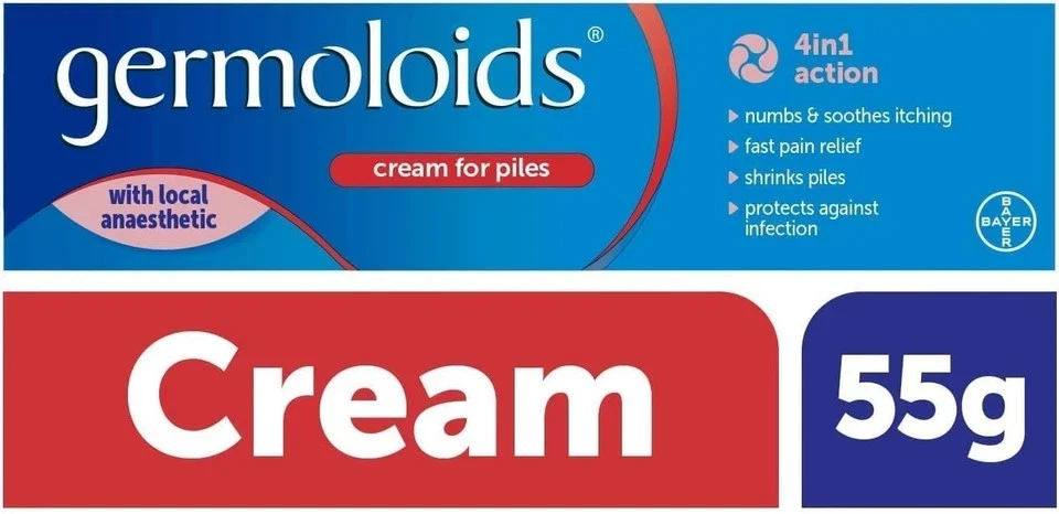 Germoloids Cream 55g tube for internal and external piles