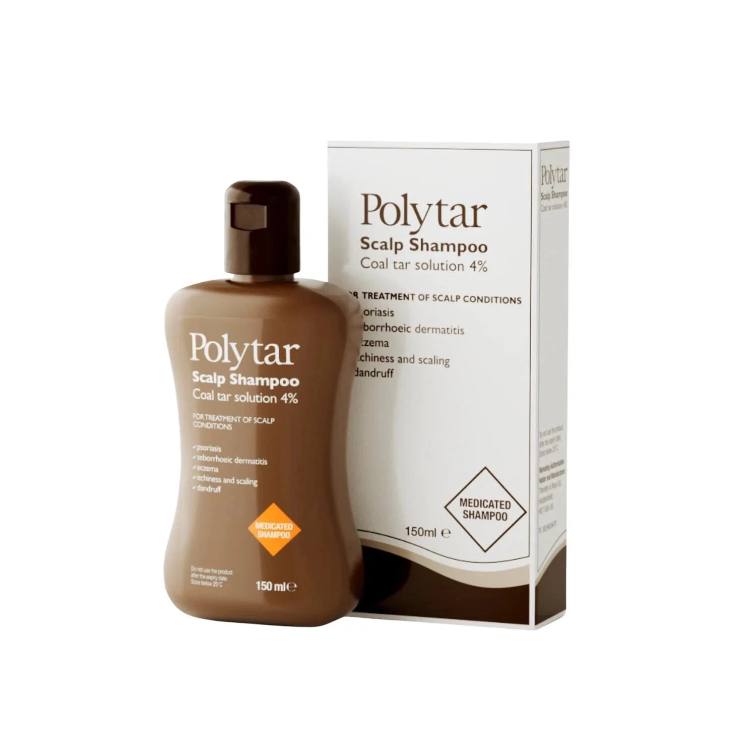 Polytar medicated shampoo 150ml bottle and box